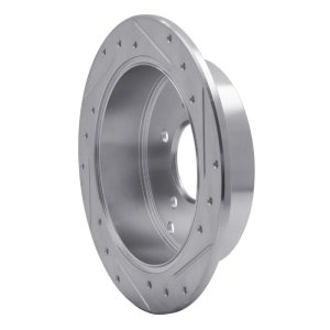 Hyundai Santa Fe Brake Rotor (1) - Rear Left - R1 Concepts - Drilled & Slotted - Silver - `01-`16